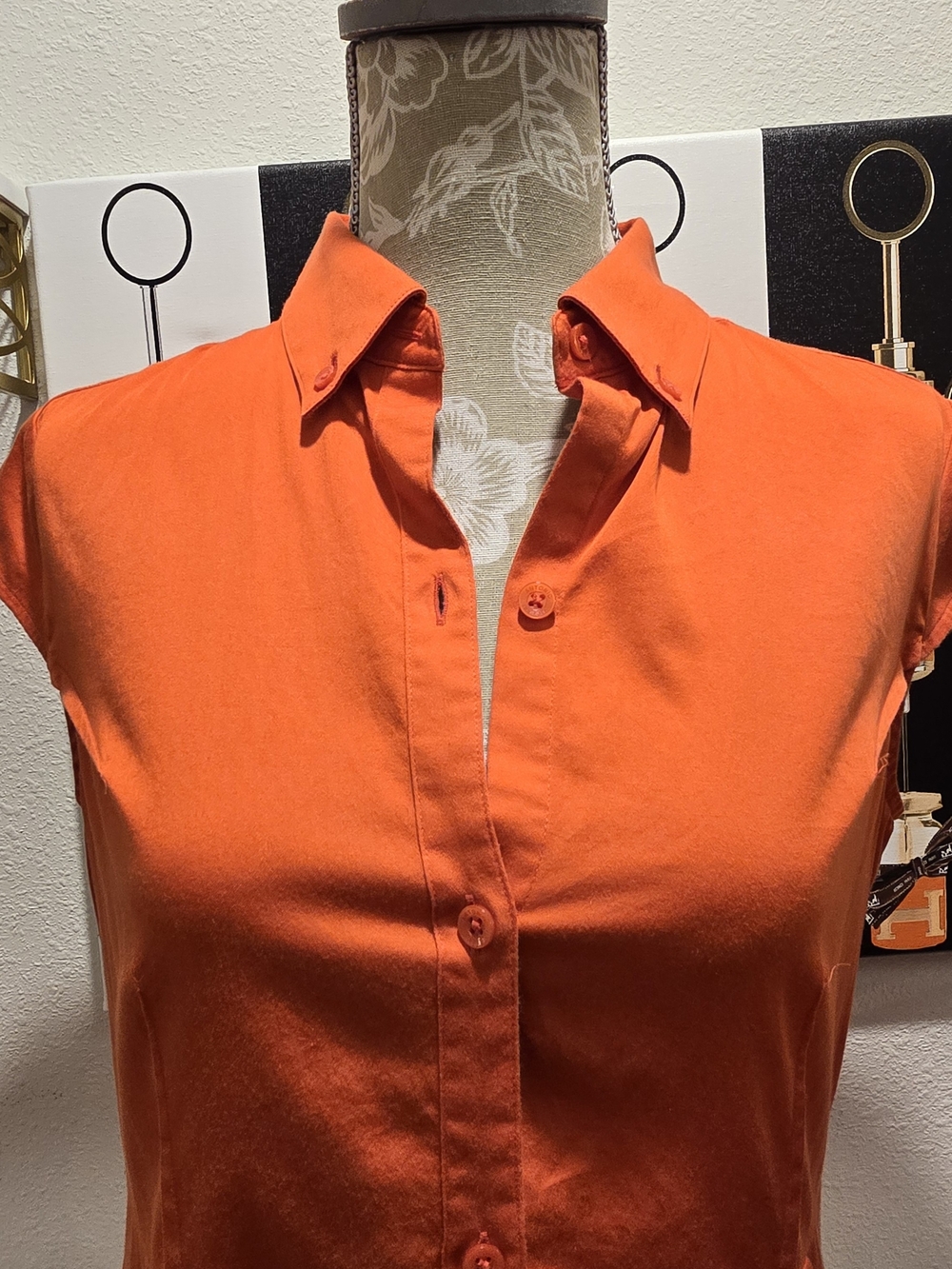 Women's Antonio Melani Orange Button-Front Collared Top